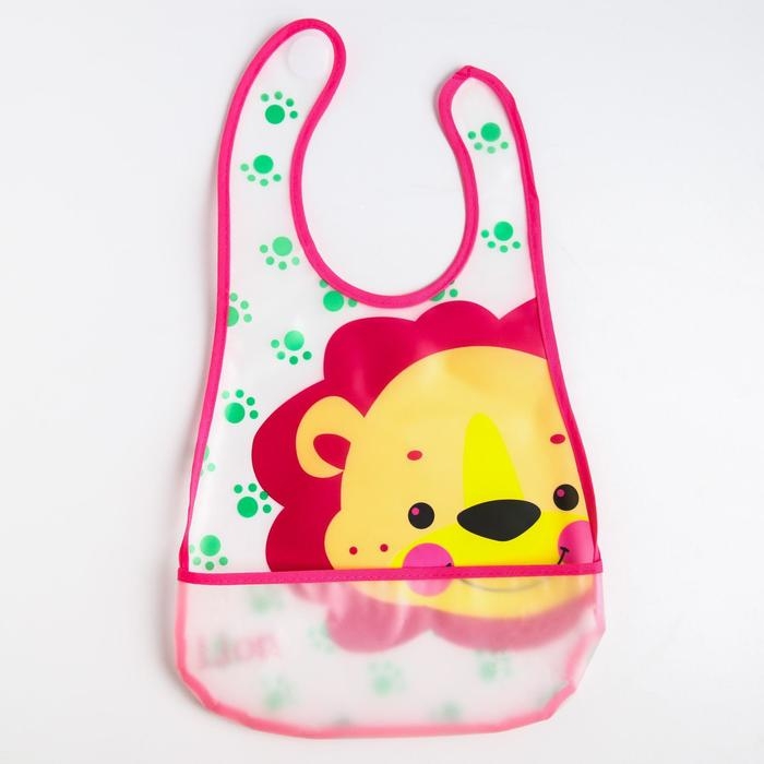 Нагрудник непромокаемый Крошка Я &laquo;Львёнок&raquo; из клеёнки с карманом, на липучке