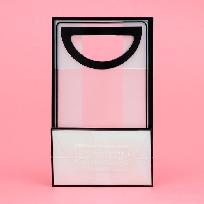 Пакет ПП с вырубной ручкой, прозрачный, 25 х 19 х 9 см, черный