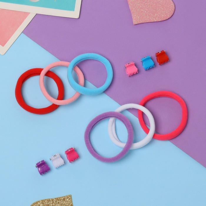 Набор для волос Набор для волос "Обояшечка" (6 резинок, 6 крабов) махрушка