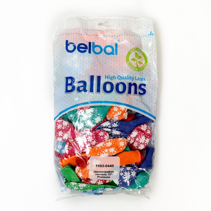 Шар латексный 12" &laquo;Ромашки&raquo;, пастель, набор 50 шт., цвета МИКС