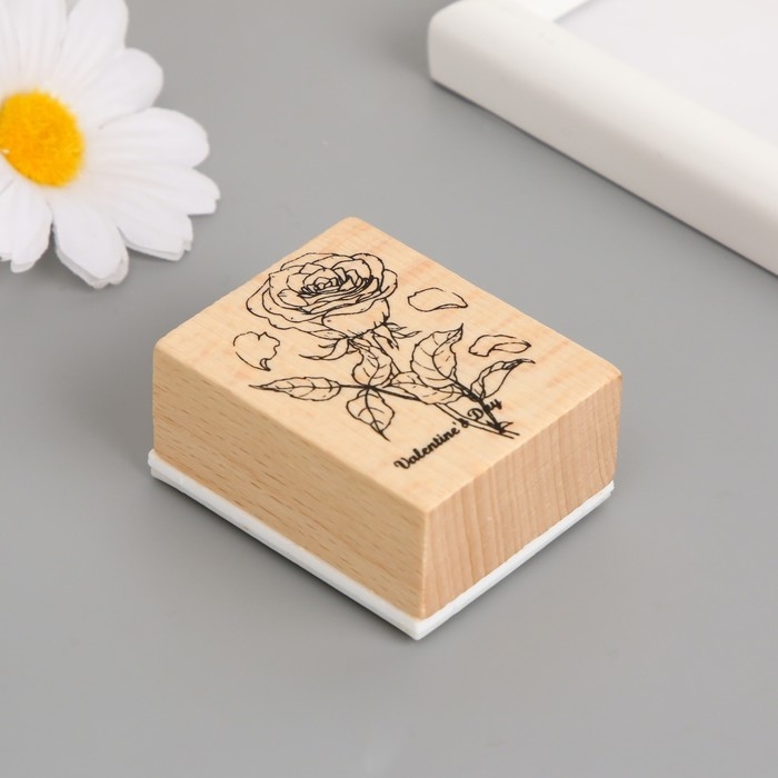Печать дерево, резина Печать дерево, резина "Роза" 5х4х2,5 см