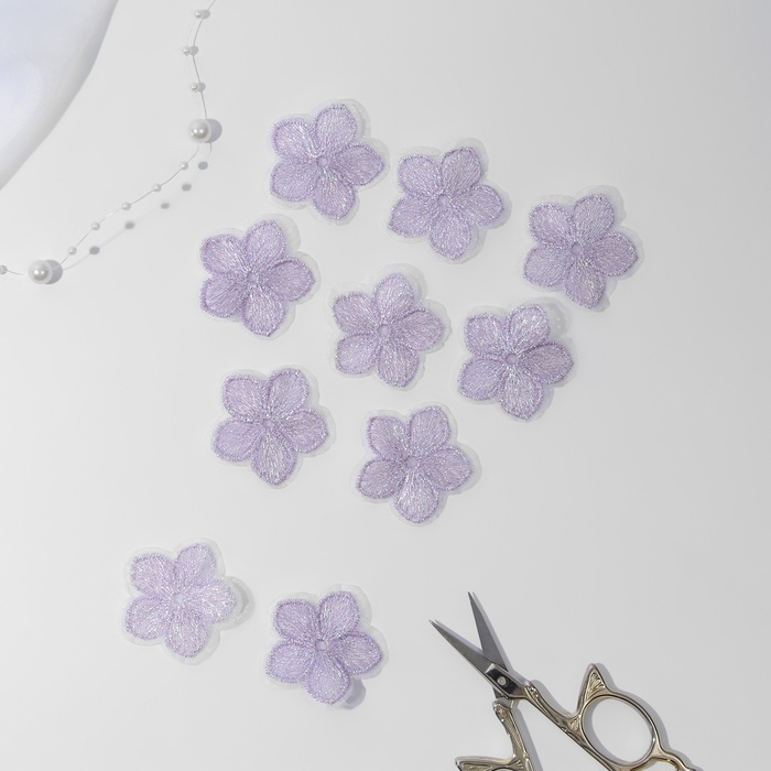 Вязаные элементы &laquo;Цветочки&raquo;, 3,5 &times; 3,5 см, 10 шт, цвет сиреневый/хамелеон