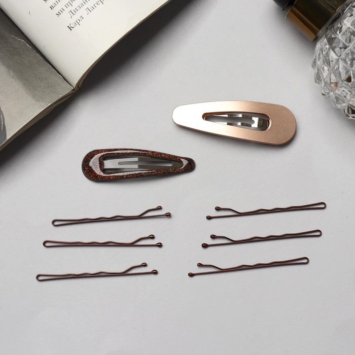 Невидимка для волос &laquo;Адель&raquo; (набор 10 шт) 5 см, бронза