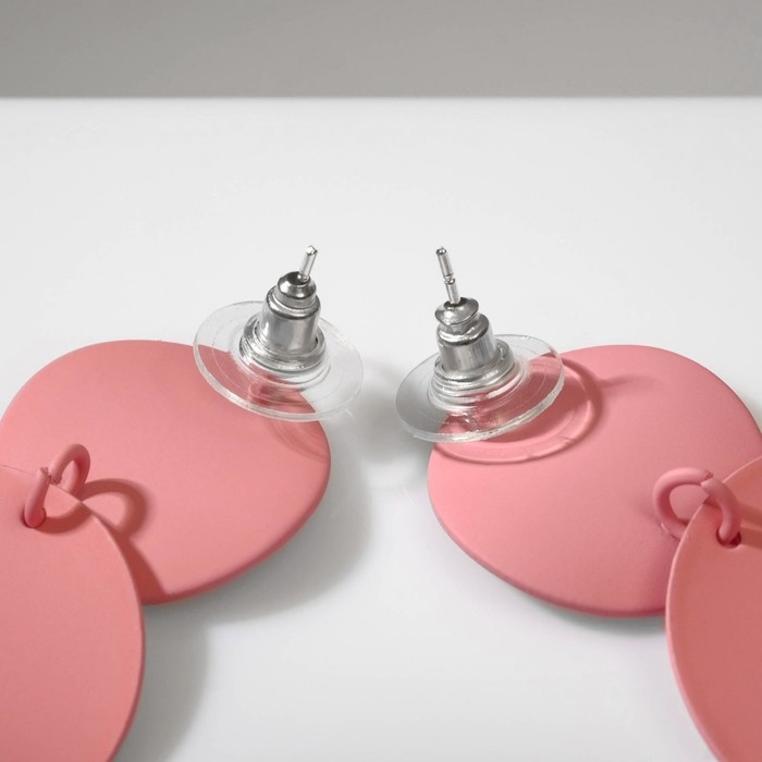 Серьги металл &laquo;Леди&raquo; круги, дуо, цвет розовый