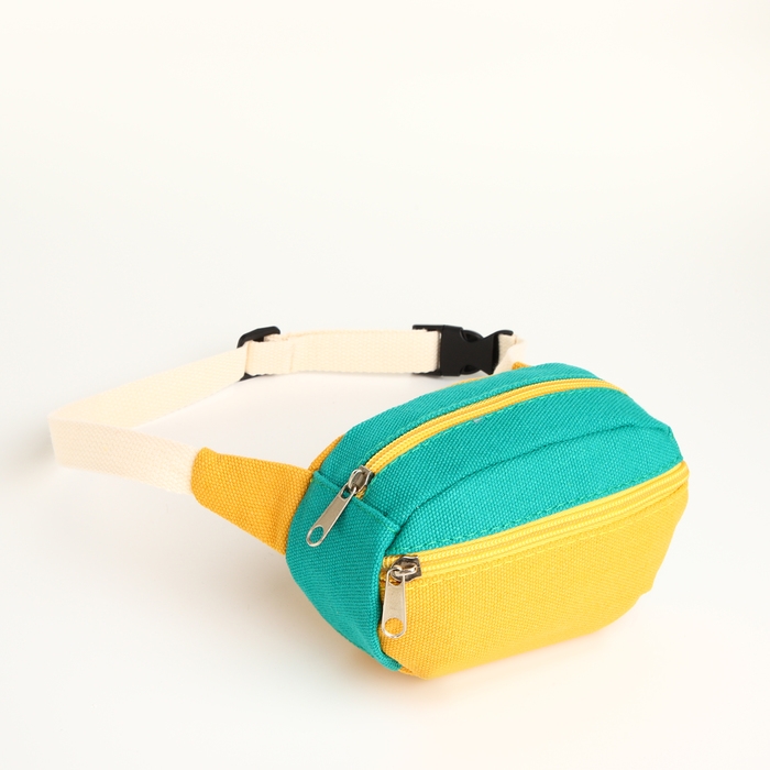 Сумка детская поясная на молнии, наружный карман, цвет жёлтый/зелёный