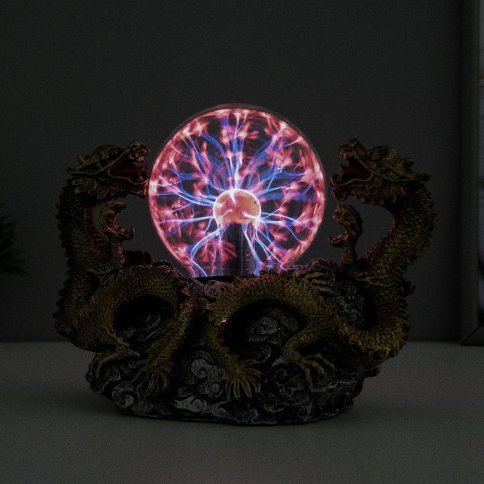 Плазменый шар "Драконы" золото 23х12х18 см RISALUX