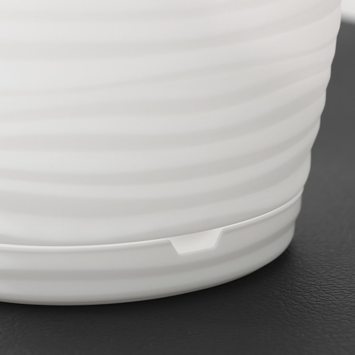 Горшок для цветов с поддоном Saffron, 1,5 л, d=14,6 см, h=13,5 см, пластиковый, цвет белый