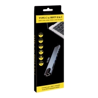 Type-C-разветвитель (HUB), 2USB, порт Ethernet, HDMI,2Type-C, SD, microSD, 10см,серебристый Type-C-разветвитель (HUB), 2USB, порт Ethernet, HDMI,2Type-C, SD, microSD, 10см,серебристый