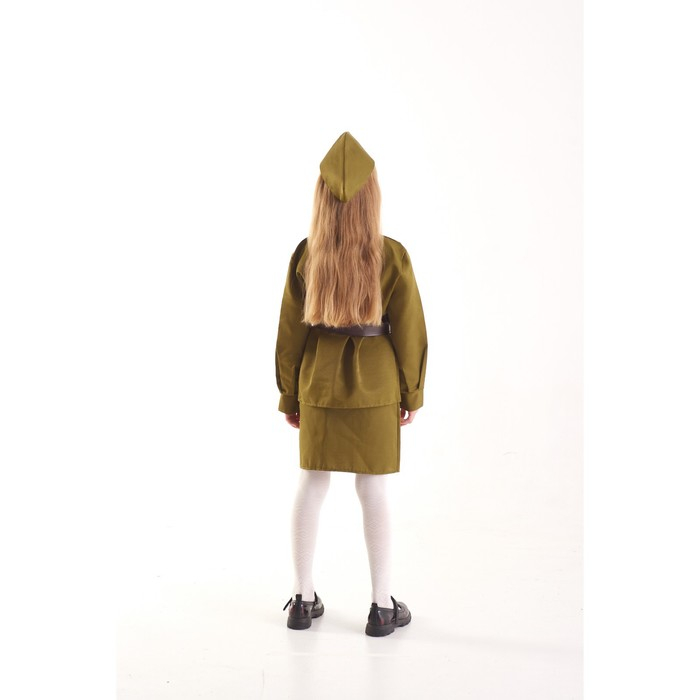 Костюм военного &laquo;Солдаточка&raquo;, гимнастёрка, ремень, пилотка, юбка, 3-5 лет, рост 104-116 см