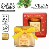 Свеча новогодняя в банке &laquo;Зима - волшебное время&raquo;, аромат ваниль, 6,5 х 5,5 см
