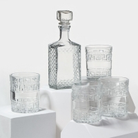 Набор штоф &laquo;Оптика&raquo;, 500 мл, стакан &laquo;Крист&raquo;, 350 мл, 4 шт, МИКС