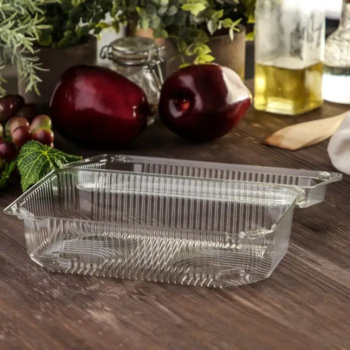 Контейнер одноразовый с неразъёмной крышкой ПР-К-7 А, пластик, 250 мл, 21.5&times;13.5&times;7.2 см, прозрачный