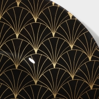 Салатник стеклянный Доляна &laquo;Золотое перо&raquo;, 1.1 л, 22,5&times;5 см, цвет чёрный