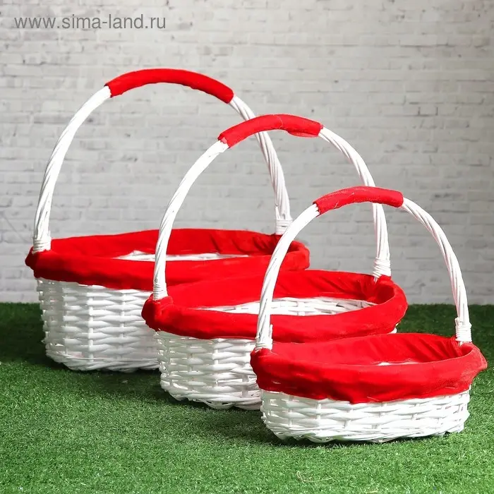 Набор корзин, 3 шт, 38&times;30&times;15/38 см, 34&times;26&times;12/33 см, 28&times;20&times;9/26 см, ива