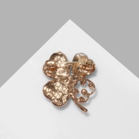 Брошь &laquo;Клевер&raquo;, цвет зелёный в золоте