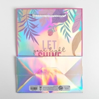 Пакет подарочный голографический, упаковка, Let your light shine, 18 х 23 х 10 см