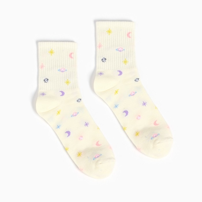 Носки женские, цвет бежевый/космос, размер 38-40