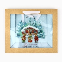 Пакет подарочный новогодний крафтовый с пластиковым окном &laquo;Загадай желание&raquo;, 31 х 26 х 11 см