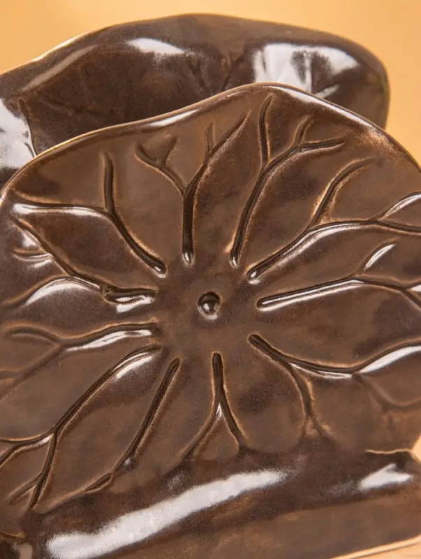 Салфетница "Цветок" керамика, цв. коричневый, 12х5х10 см