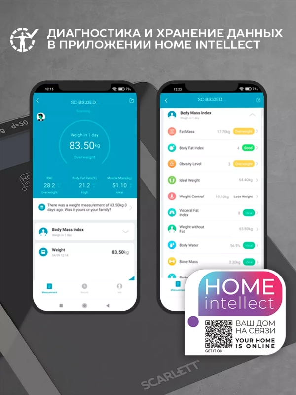 Умные весы электронные напольные до 180 кг