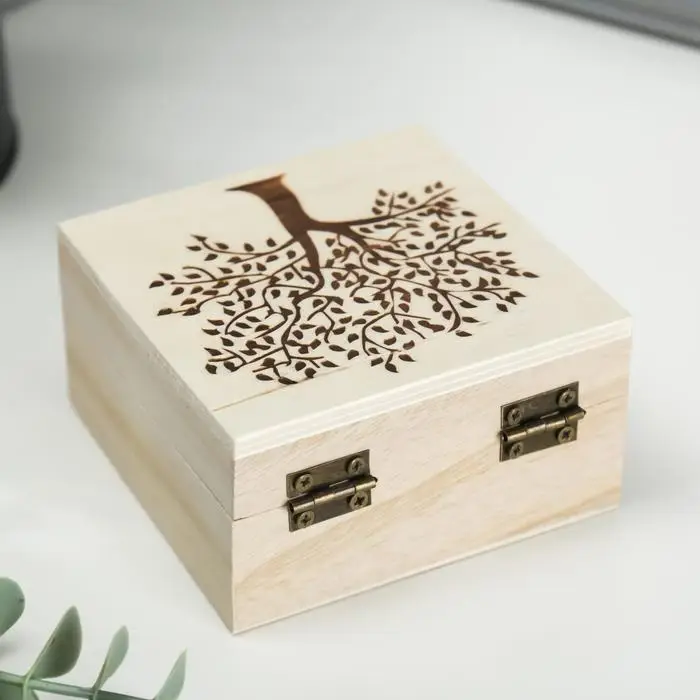 Шкатулка дерево для росписи "Дерево" 10х10х5 см
