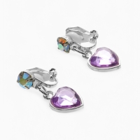 Серьги-клипсы детские "Выбражулька" сердце кристалл, цвет сиренево-радужный Серьги-клипсы детские "Выбражулька" сердце кристалл, цвет сиренево-радужный