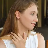 Набор серьги "Леопард" сердце крупное, цветной в серебре