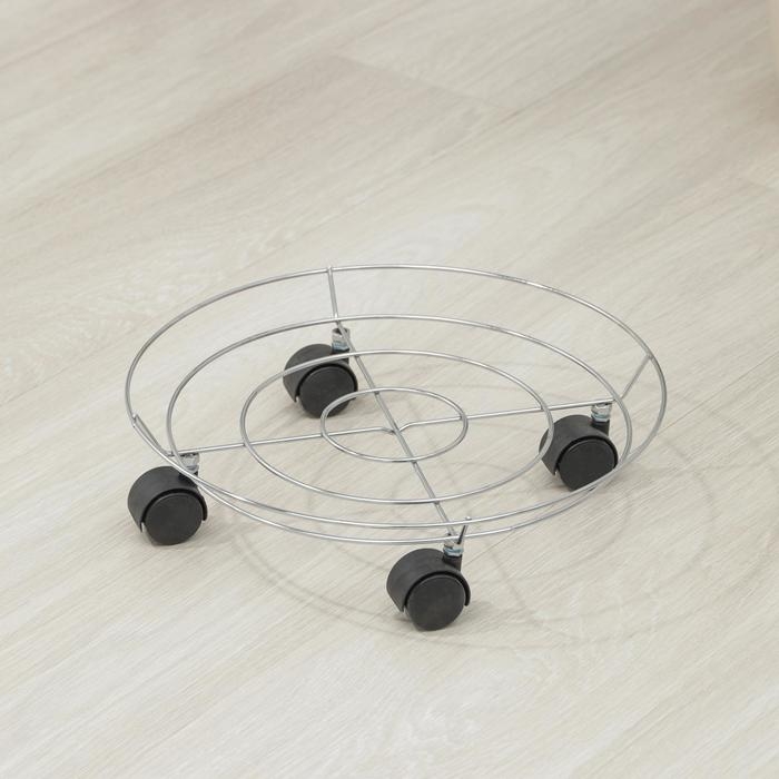 Подставка для цветов на колёсиках Доляна, 32&times;32&times;10 см, цвет хром