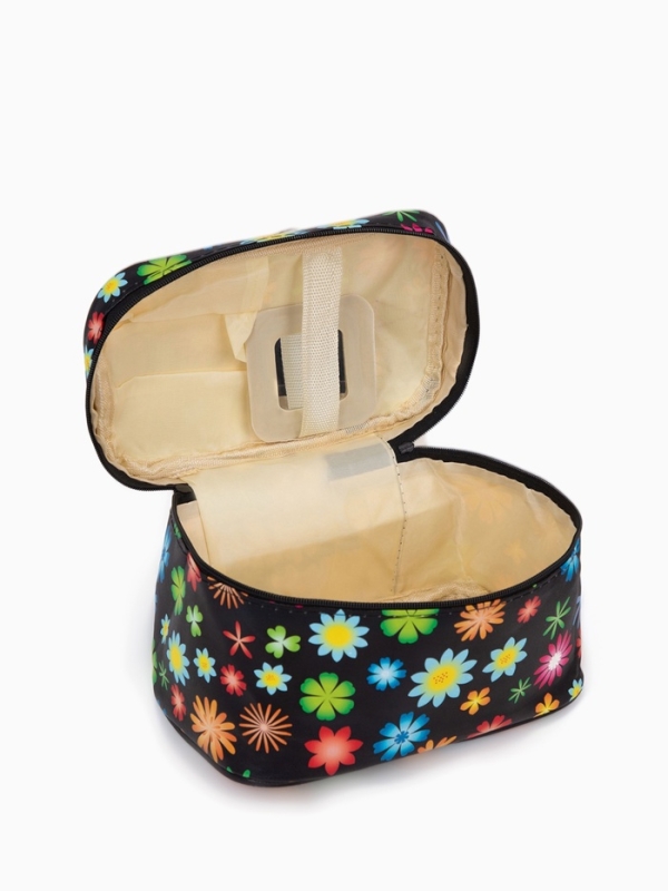 Косметичка на молнии, с ручкой, цвет чёрный/разноцветный
