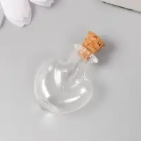 Маленькая стеклянная баночка &laquo;Бутыль: сердце с пробкой&raquo;, для творчества и декора, 1&times;2.2&times;2.6 см