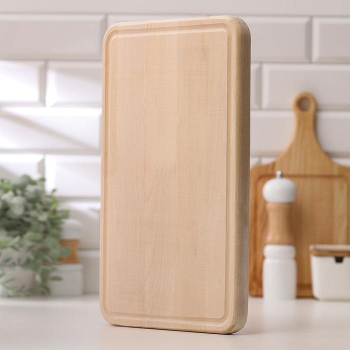 Доска разделочная и сервировочная "Прямоугольник", с желобом, МАССИВ, 40&times;25&times;2,5 см