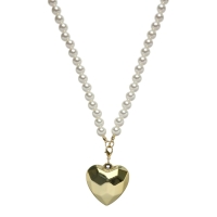 Портупея жемчужная с кулоном &laquo;Сердце&raquo;, 129 см, белая в золоте