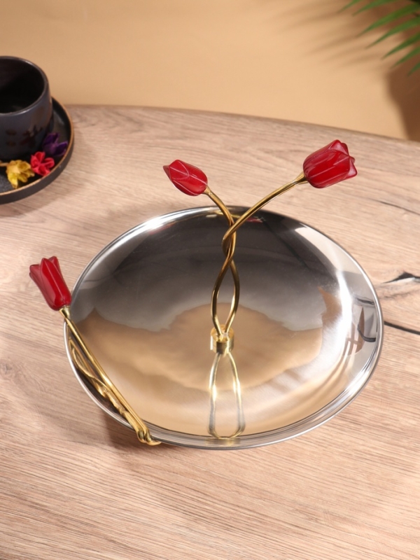 Подставка для пирожных "Три тюльпана" нержавеющая сталь 25,5х24х28 см