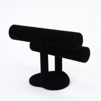 Подставка для часов, браслетов, двухуровневая, флок, сердце, 26&times;11&times;18 см,d=5 см, цвет чёрный