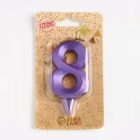 Свеча в торт &laquo;Грань&raquo;, цифра 8, фиолетовый металлик, 6.5 см