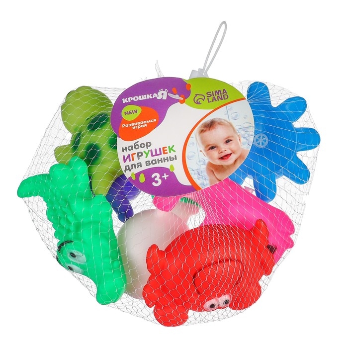 Набор резиновых игрушек для ванны &laquo;Морской мир&raquo;, с пищалкой, 8 шт, Крошка Я