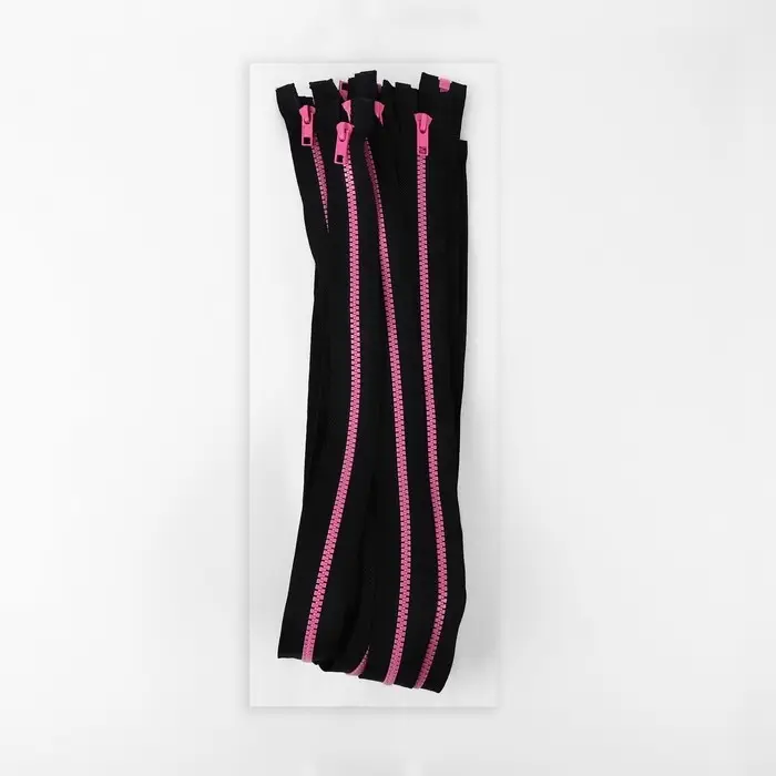 Молния &laquo;Трактор&raquo;, №5, разъёмная, замок автомат, 80 см, чёрная, розовая