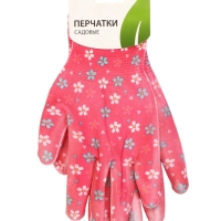 Перчатки нейлоновые, с ПВХ точками, размер 8, МИКС, &laquo;Цветы&raquo;, Greengo