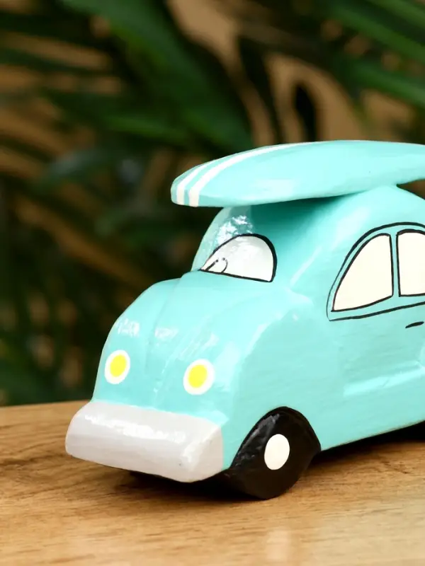 Сувенир "Машинка с серфом" дерево 13х5х7 см, цв. бирюзовый