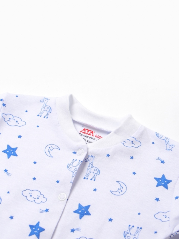 Фуфайка (кофточка) детская "Жирафы", цвет белый/синий, рост 68