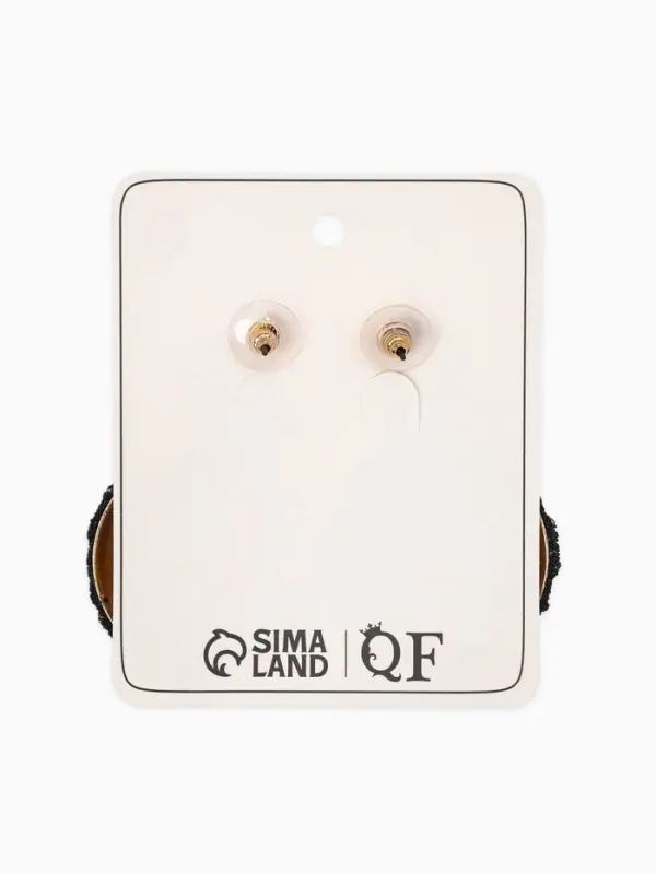 Серьги "Сияние вечера" круг двойной, цвет чёрный в золоте