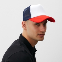 Бейсболка с сеткой MINAKU, цвет белый/красный, размер 56-58