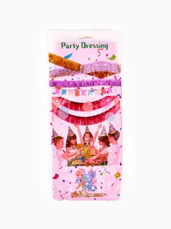 Гирлянда "Дождик" 3 метра с липким краем, цвет фуксия