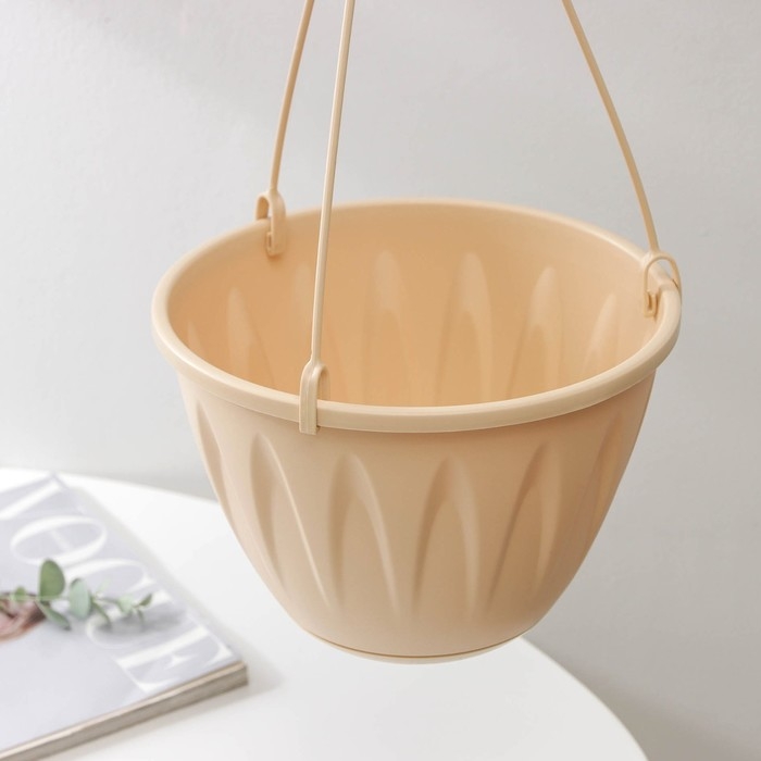 Кашпо для цветов подвесное &laquo;Алиция&raquo;, 3 л, с поддоном, цвет белая глина