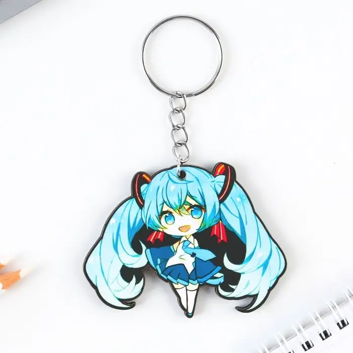 Брелок для ключей аниме &laquo;Девочка с голубыми волосами&raquo; деревянный