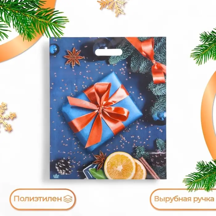Пакет &laquo;Подарок с апельсинами&raquo;, полиэтиленовый с вырубной ручкой, 47.5&times;39 см