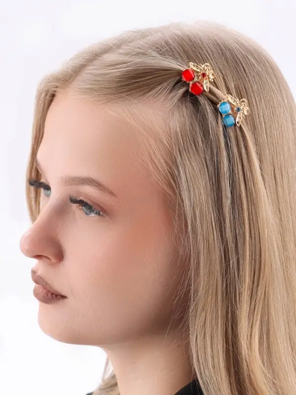 Крабик для волос &laquo;Арфея&raquo;, вишенки, 2.3 см, золото МИКС