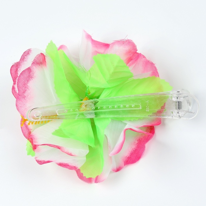 Гавайский набор зажим с цветком фуксия, венок Гавайский набор зажим с цветком фуксия, венок