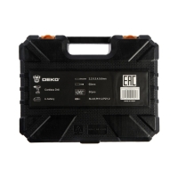 Дрель-шуруповерт DEKO DKCD20FU-Li, 20 В, 2х2 Ач, Li-lon, 42 Нм, 350/1350 об/мин + 63 пр.