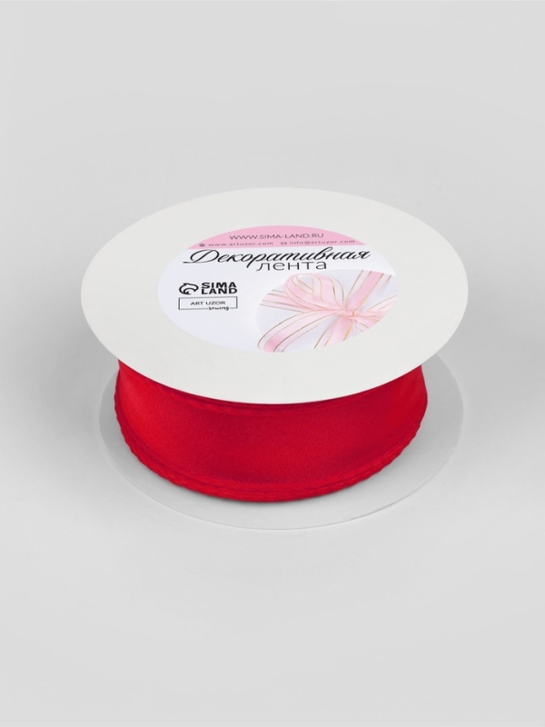 Лента капроновая &laquo;Волна&raquo;, с блеском, 40 мм, 10 &plusmn; 1 м, цвет красный №2
